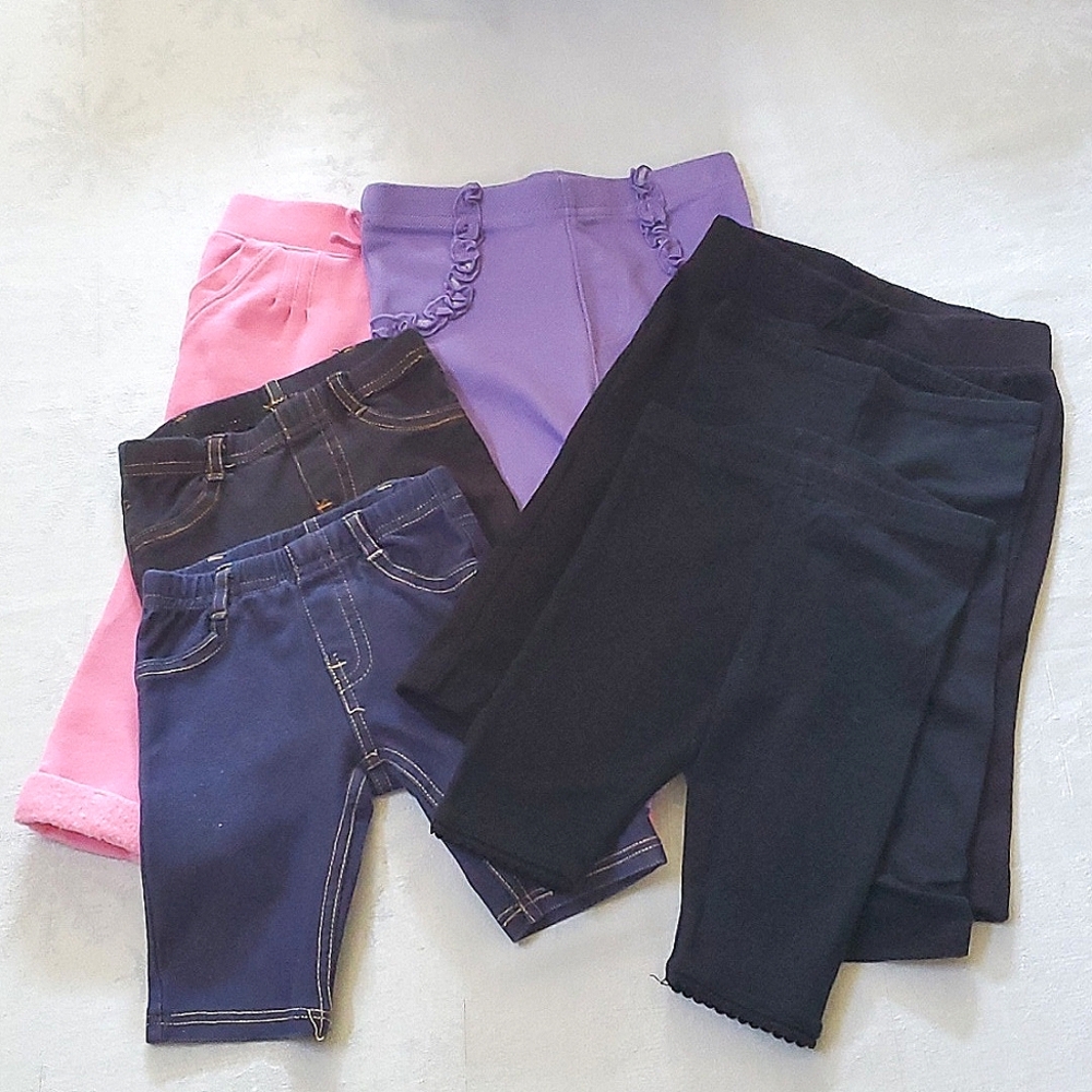 Lot of (7) Baby Girl Size 12 Month Pants Various Lengths